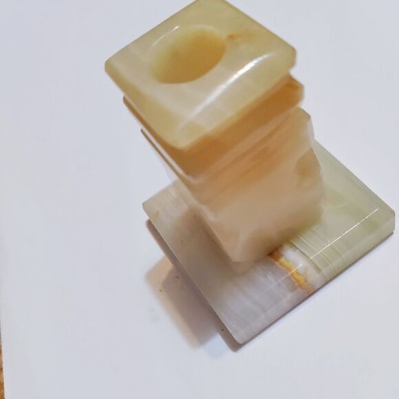 One Large Vintage White Onyx Taper Candle Holder - Picture 4 of 6